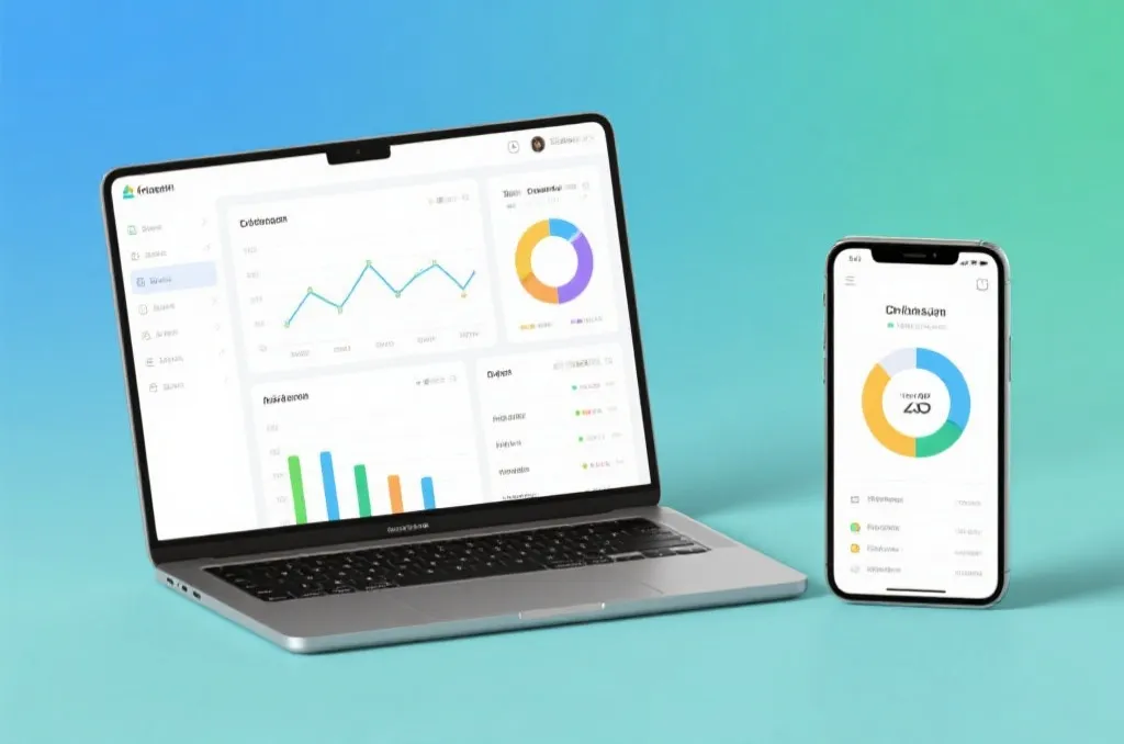 多端适配的统计工具界面，手机与电脑同步显示